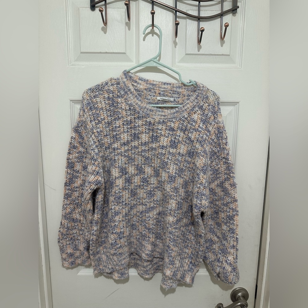 American Eagle outfitters peach, purple, white crew neck pullover sweater medium